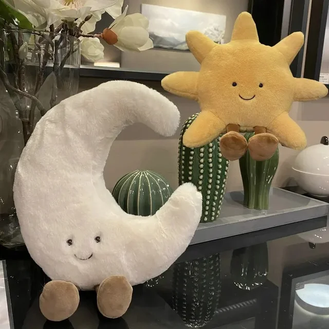 Adorable Smile Face White Moon Yellow Sun Plushie Stuffed Cute Cartoon Weather Plush Toy for Kid Bedroom Decor Sofa Throw Pillow 3 Adorable Smile Face White Moon Yellow Sun Plushie Stuffed Cute Cartoon Weather Plush Toy for Kid Bedroom Decor Sofa Throw Pillow 3