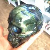 Crystal Skull Natural Labradorite Quartz Gemstone Cranium Reiki Healing Decoration 500-1.7kg 1