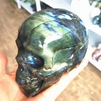Crystal Skull Natural Labradorite Quartz Gemstone Cranium Reiki Healing Decoration 500-1.7kg 1