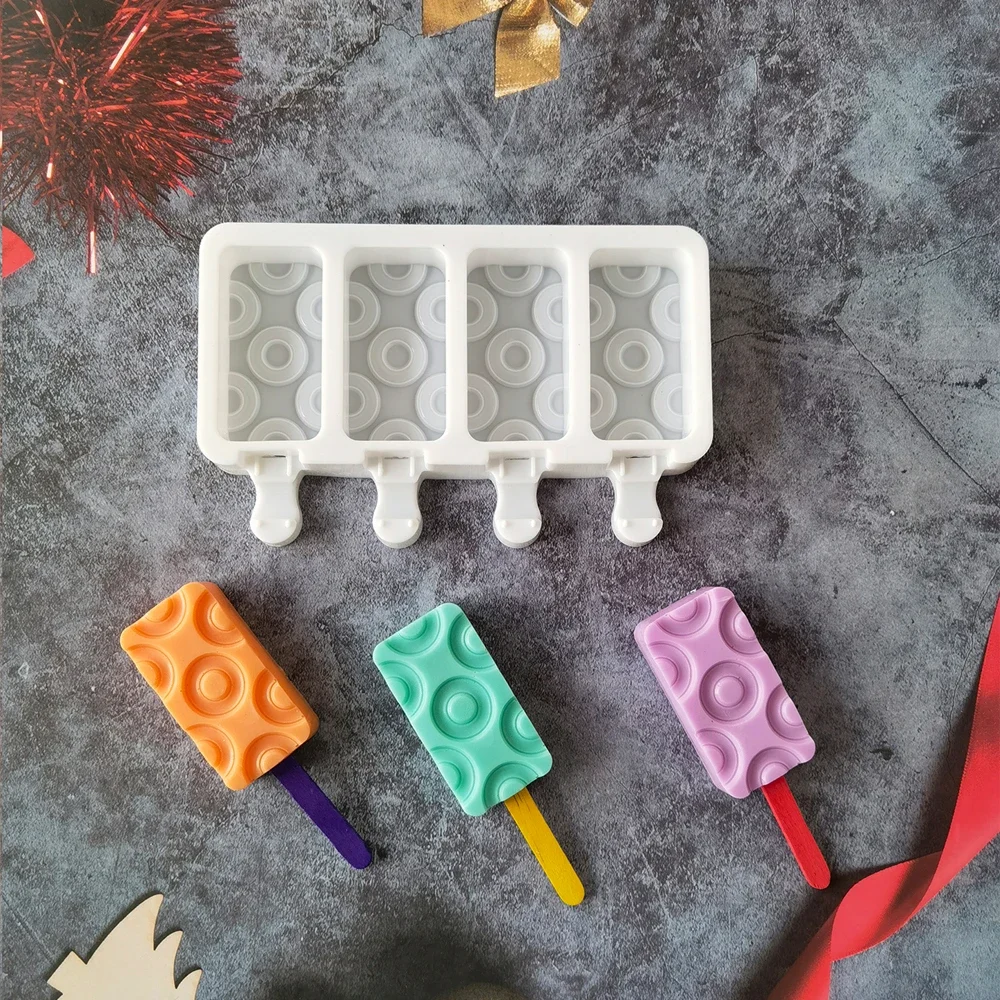 

New Donut Ice Cream Silicone Mold DIY Dessert Popsicle Ice Cream Mold Ice Grid Making Summer Party Supplies