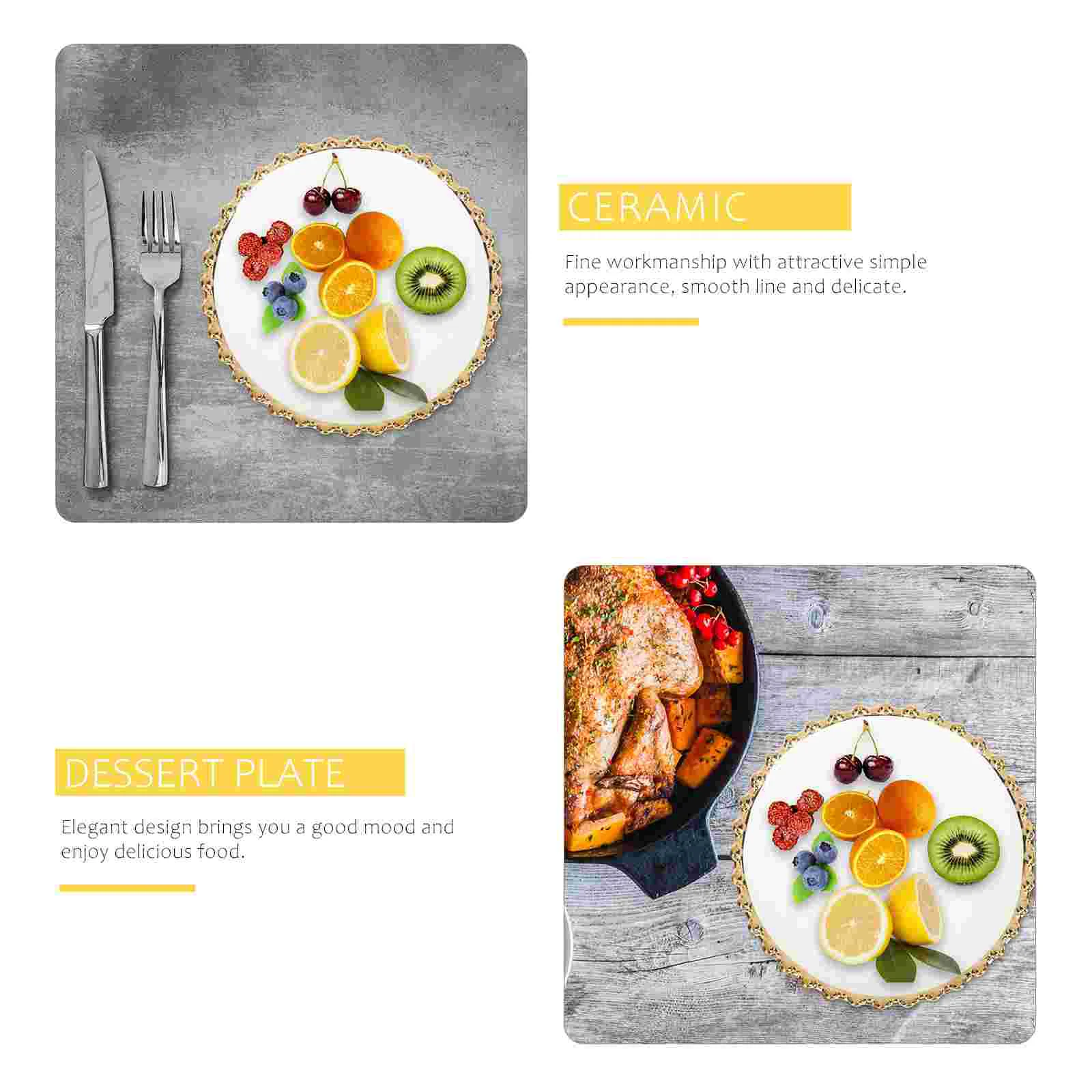 Ceramic Plate Round Breakfast Tray Dessert Dish Steak Platter White Tableware Serving Plates Banquet Plates Kitchen