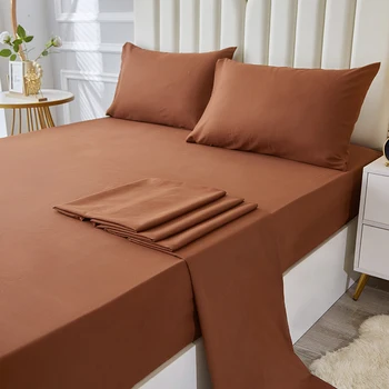 Set biancheria da letto 3/4 pezzi - Set lenzuolo con angoli impermeabile e traspirante per camera da letto, 1 lenzuolo piatto/1 lenzuolo con angoli/2 federe 1