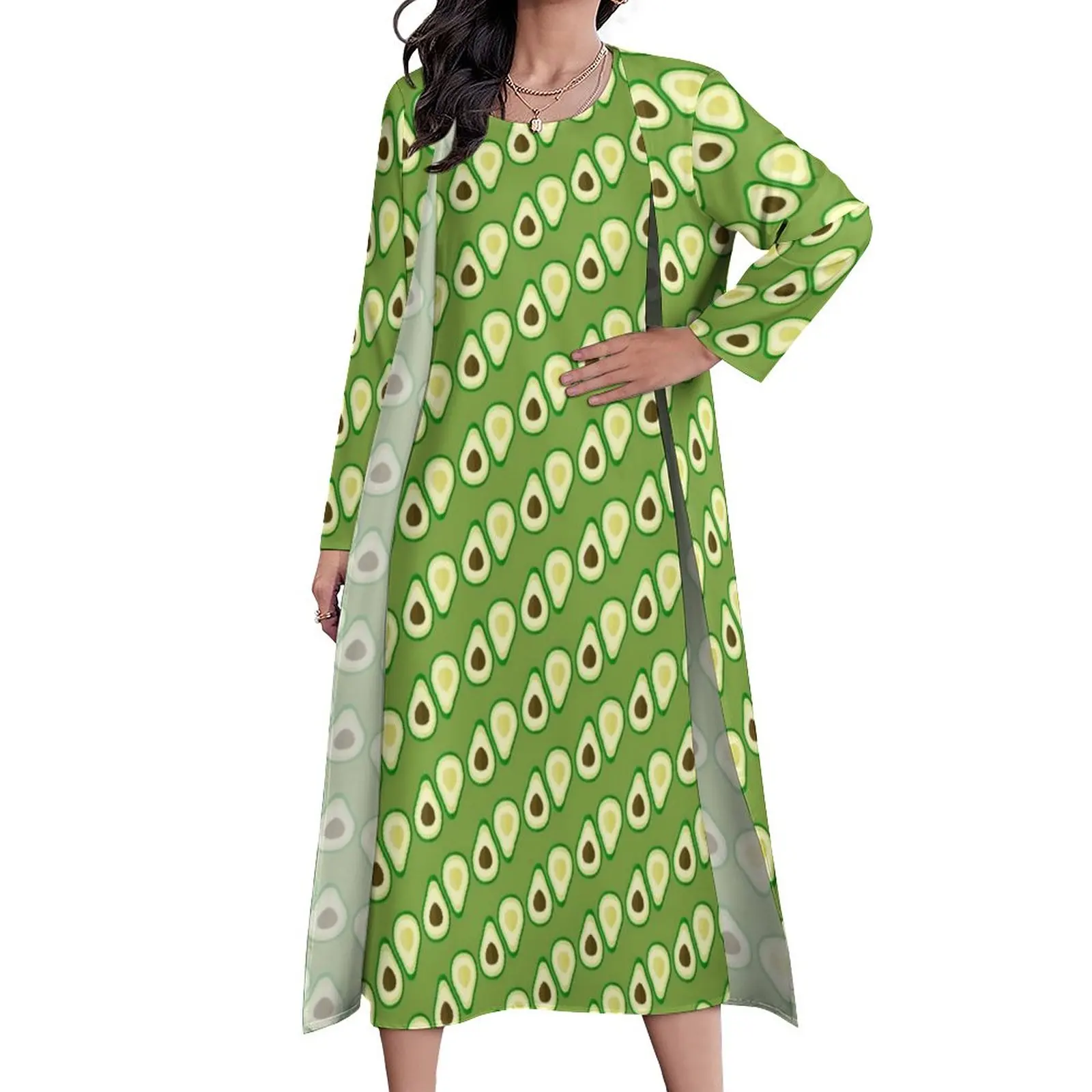 

Green Avocado Dress Two Piece Bravocado Print Street Style Bohemia Long Dresses Ladies Beach Maxi Dress Birthday Present