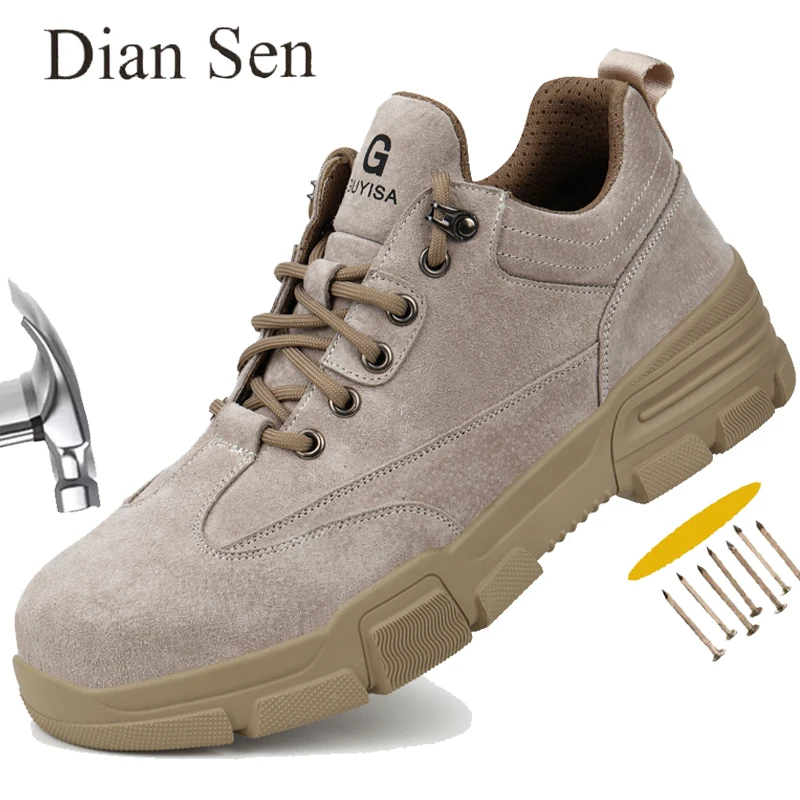

Diansen Work Safety Shoes Man Lightweight Protective Sneakers Construction Boots Anti-puncture Steel Toe Anti-smash Work Boots