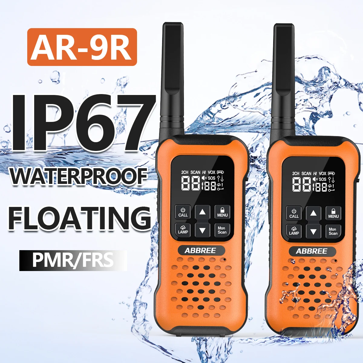 4/2 pçs abbree AR-9R flutuante walkie talkie ip67 à prova dip67 água walkie- talkies para motorola pesca caiaque esqui rádio portátil