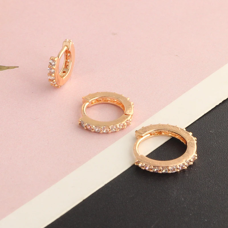 Small Hoop Earrings Cubic Zirconia Huggie Hoop Earrings White Gold Plated Cartilage Piercing Earrings Ear Cuff Tiny Hoop Earring