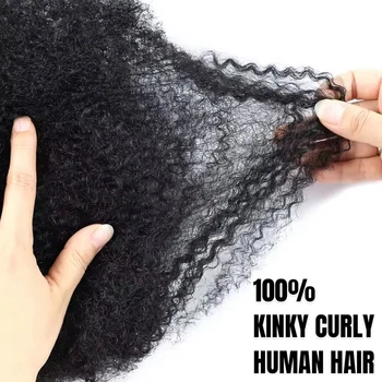 Afro Kinkys Bulk Human Hair for Dreadlock Extensions Loc Repair Braiding Twist Tight Afro Kinky Human Hair for Loc 1Packs 50/30g 1