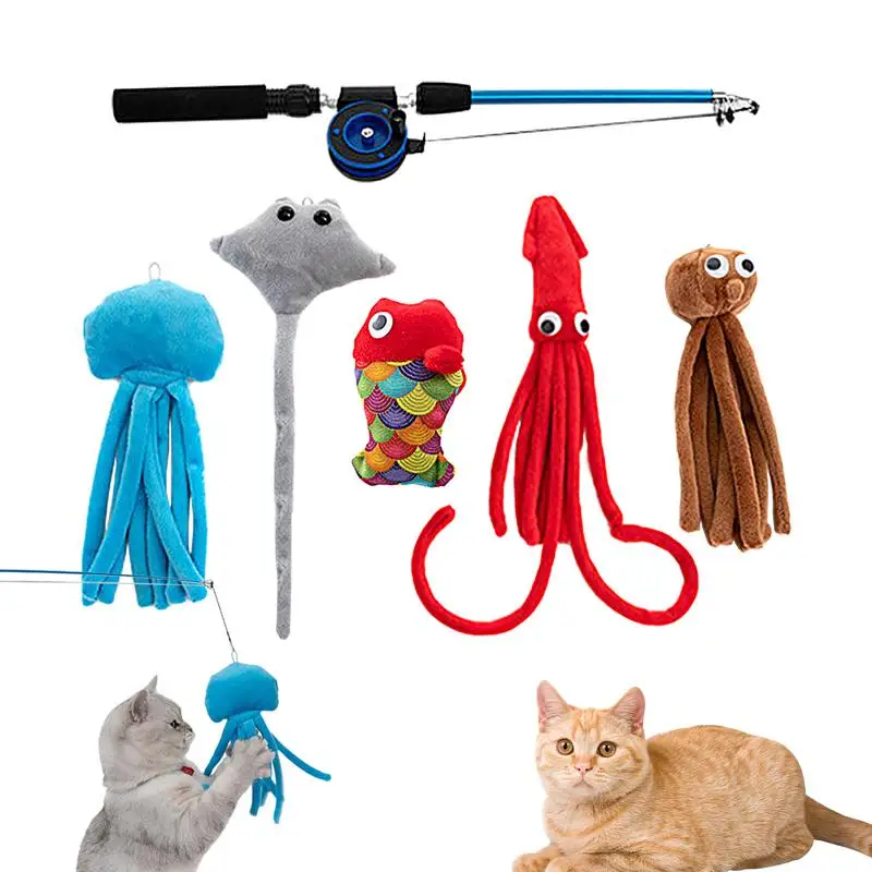 

Аксессуары, 6 шт., милая Выдвижная игрушка для кошек, палочка, мультяшная телескопическая игрушка для кошек, Интерактивная движущаяся игрушка для кошек