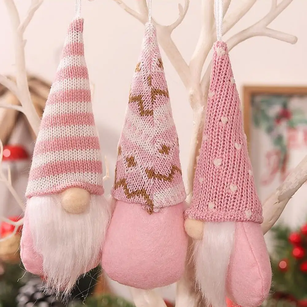 

Christmas Party Decorations Hanging Gnome Dolls for Christmas Tree Charming Handmade Christmas Gnome Ornaments Set of 3 Festive