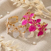 Bracelet ouvert à grande fleur bohème pour femmes, bracelet floral imposant, bijoux de plage d'été, cadeau de mariage 6