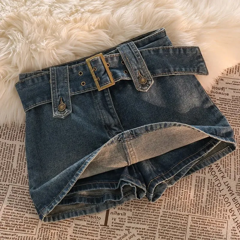 

S-5XL Oversize Denim Shorts Women With Belt High Waist 2023 New Summer Casual Vintage Streetwear A-line Chic Jeans Clothes
