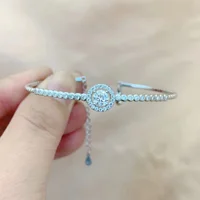 Bracelet rond en argent Sterling 925 véritable pour femmes, 0.5 Carat, couleur D, Moissanite, breloques, décontracté, sportif, cadeau d'anniversaire 3