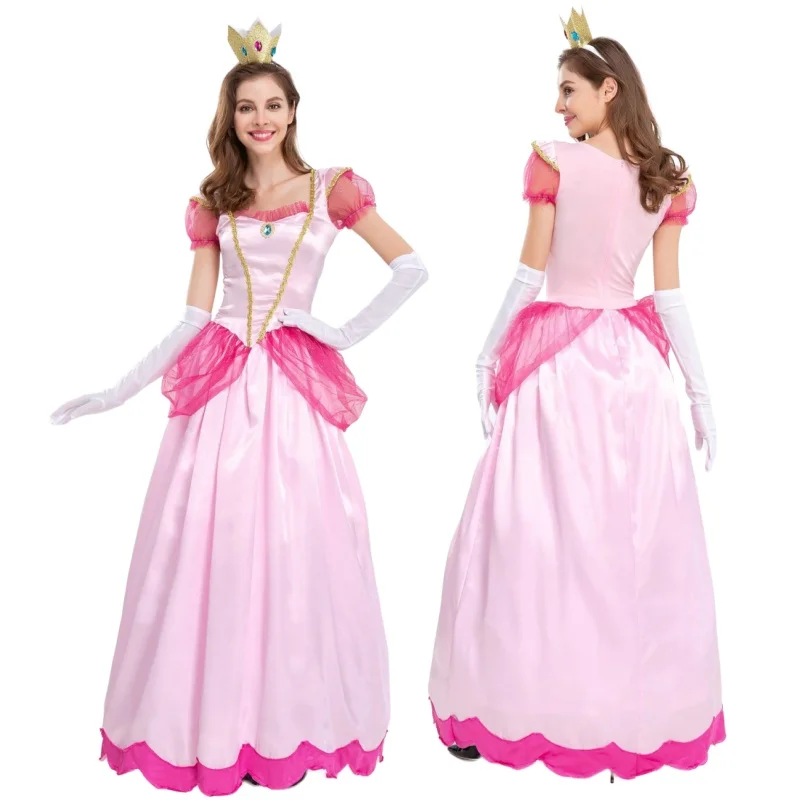Costume Di Halloween Peach Princess Dress Adult Female Role-Playing Princess Dress Costume Da Gioco Di Ruolo Carnival Mask Ball Costume