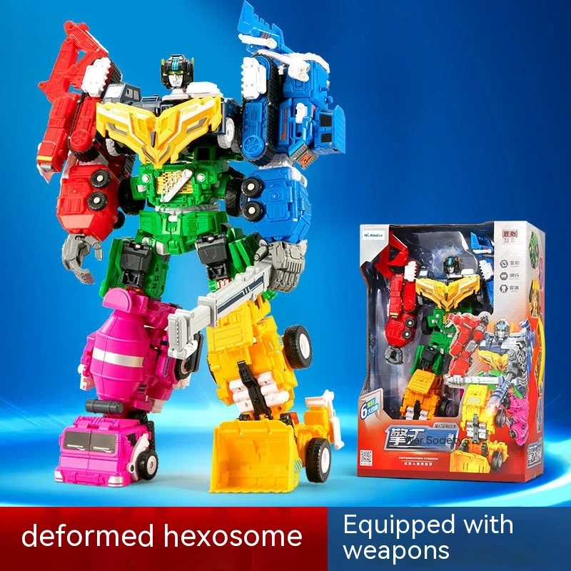 

Transformation Car Toy 6 In 1 Fit Engineering Car Robot Model Assembled Boys And Children Toys Collect Kids Toys Gifts