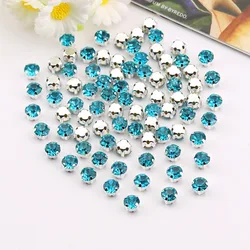 Vibrant Silver Claw Glass Crystal Rhinestone Beads for DIY and Fashion Crafting (A3 Aquamarine)