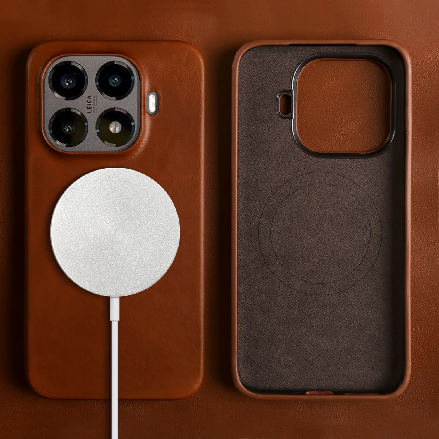 Luxury Magnetic Genuine Leather Business Oil Wax Phone Back Cover