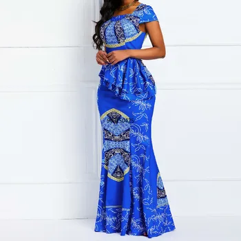 Ngozi Side Ruffle Ankara Long Gown