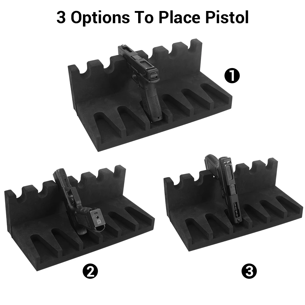 Gun Accessories 3/4/6 Slots Foam Gun Rack Universal Pistol Rack Handgun Display Stand Glock Holder Weapon Support for Gun Safe Organizer Storage