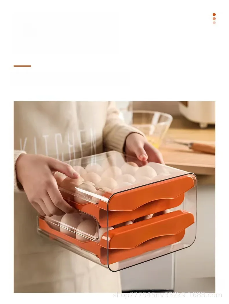 Description Picture 5 of itemRefrigerator egg storage box drawer-type storage double-layer pull-out box for egg preservation large capacity 32 compartments