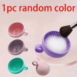 Silicone Makeup Brush Cleaning Pad and Bowl with Folding Design (1pc random color)