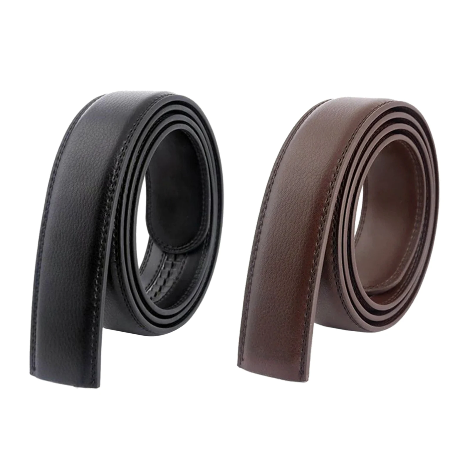 

Vintage Men's Belt Without Buckle PU Leather for Automatic Buckle Waist Strap Long Black Brown Jeans Cowskin Casual Waistband