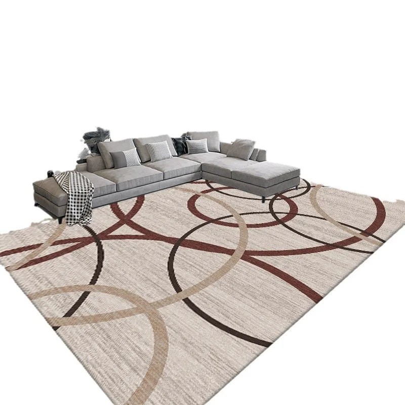 Nordic Geometric Print Living Room Bedroom Crystal Velvet Non-Slip Dirt Resistant And Easy To Care Carpet Home Decor Floor Mat