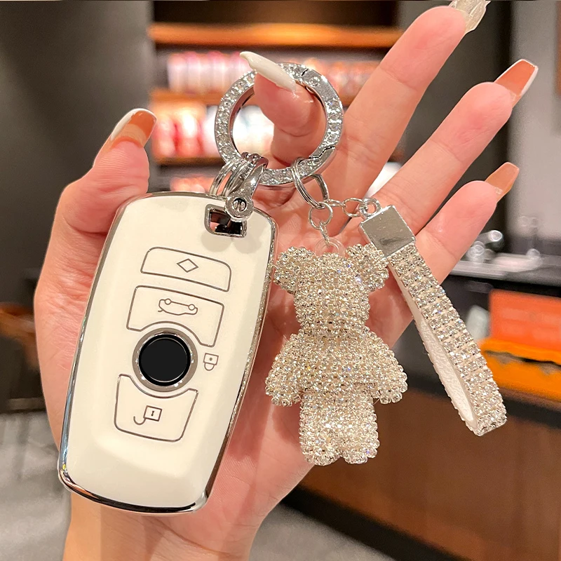 

For BMW 1 3 5 7 Series X1 X3 X4 X5 X6 X7 F10 F15 F16 F20 F30 F18 F25 M3 M4 E34 G20 G30 TPU Car Remote Key Case Cover Keychain
