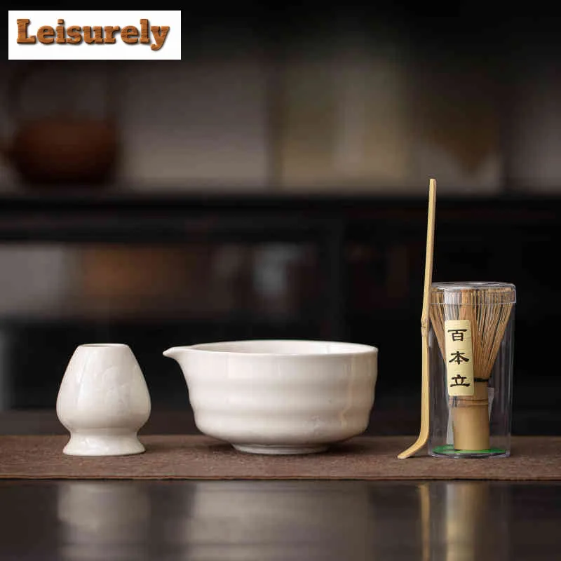 Ice Flower Crystal Glaze Matcha TeaSet Food Grade With Strainer Spoon Matcha Bowl Safe Reusable Matcha Whisk Holder Set Stirring