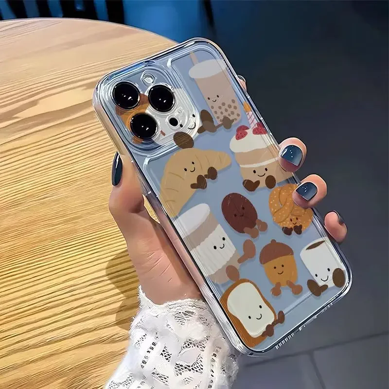 Whimsical Cartoon Croissant Toast Phone Case - Cute and Stylish Cover