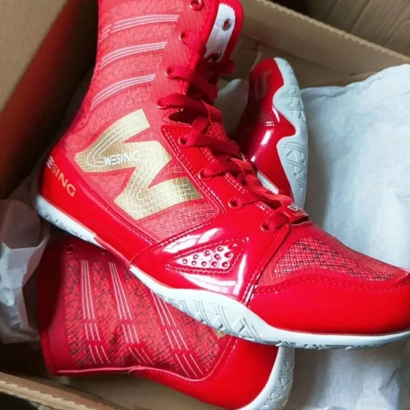 

2024 New Men Women Wrestling Shoes Yellow Blue Gym Shoe Couples Top Quality Boxing Shoes Unisex Wearable Fighting Boots Boys