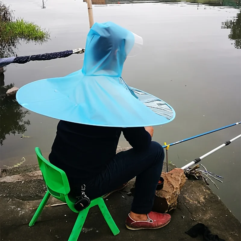 Breathable EVA Head-Mounted Fishing Rain Poncho with Umbrella Hood Lightweight Waterproof Cape for Outdoor Hiking & Daily Use
