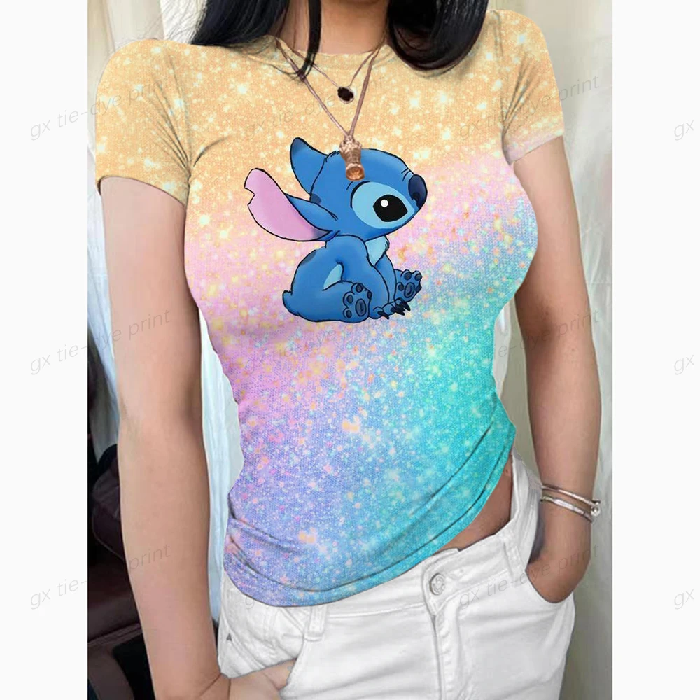 

Hot Spring Summer Disney Stitch Print Women's T-Shirt Disney Stitch Graphic Tees Vouge Shirts For women O-Neck Short Sleeve Top