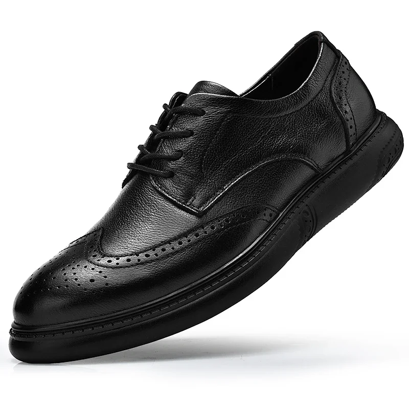 

Mens Formal Genuine Leather Dress Shoes British Stylish Business Dress Men Flats High Quality Brogues Oxford Shoes Men Big Size