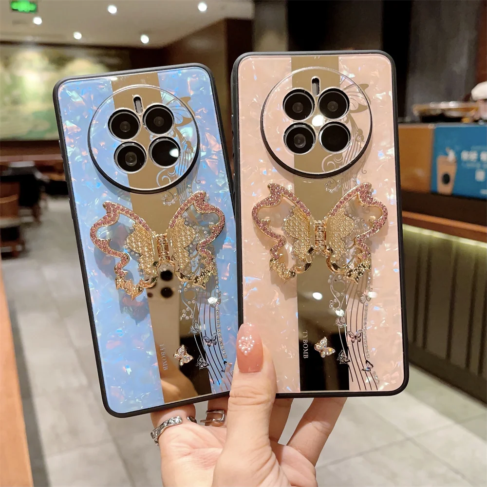 TYBOMB paillettes papillon métal pour Huawei Mate 50 Honor 60 70 Nova 9 Pro antichoc porte-anneau étui brillant_voghion.com