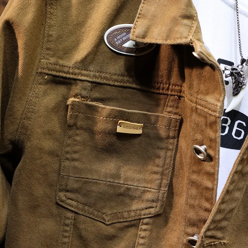 High-End Patterned Denim Jacket Men's 2024 New Korean Style Fashionable Spring Versatile Loose Cargo Washed Men's Wear Top