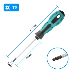 Precision Magnetic Torx Screwdriver Set - Security Repair Hand Tool Kit (T8)