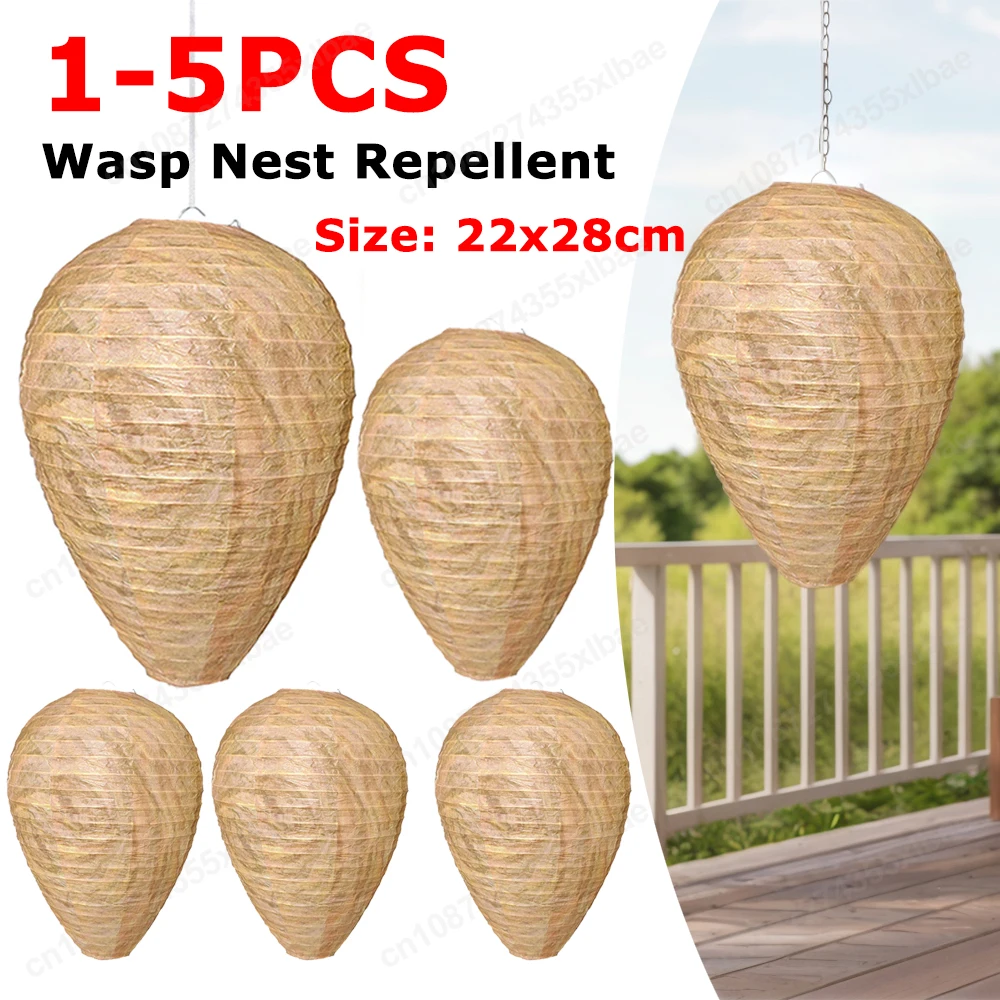Wasp Trap Fly Trap Insect Traps Insect Catcher Hanging Fake Wasp Nest Decoy Waterproof Hornet Fly Catcher Insect Paper Drive Beehive Paper Lantern Hornets Repellent Traps