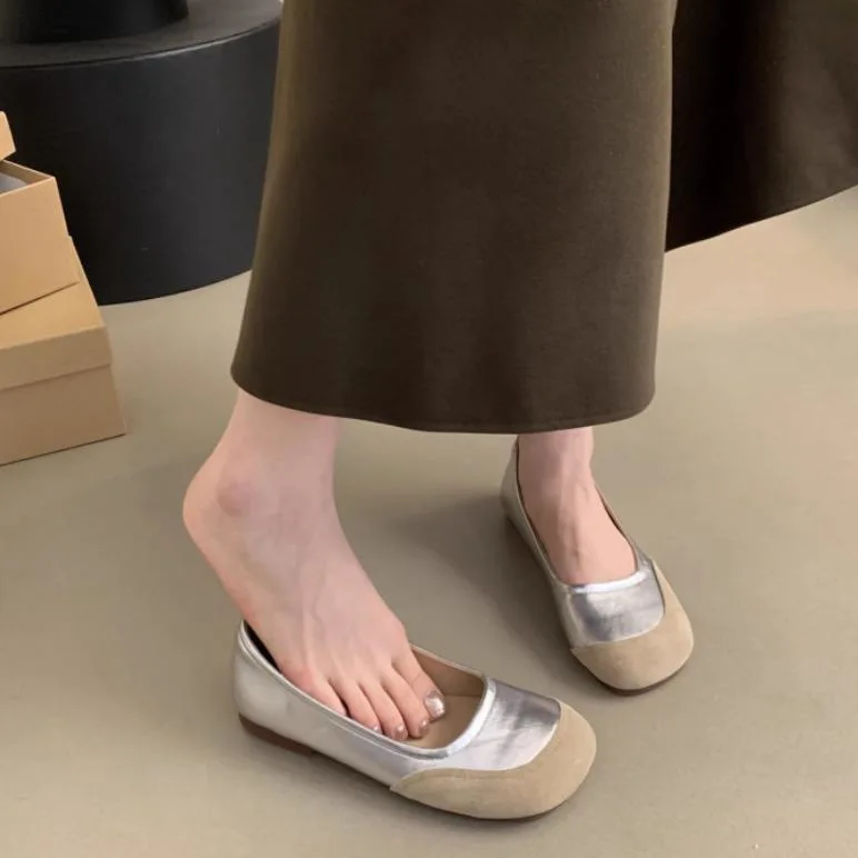 Women 2024 Autumn New Fashion Retro Shallow Mouth Round Toe Single Shoes for Women Slip-on Mary Jane Shoe Ladies Soft Sole Flats 2