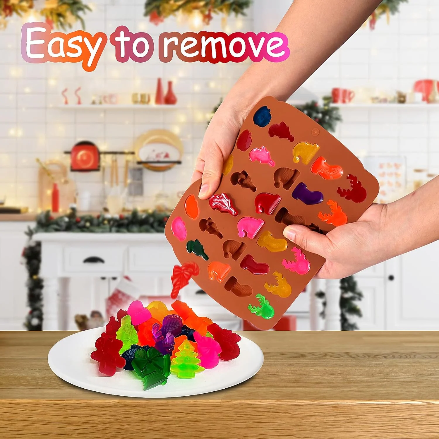 Christmas Silicone Chocolate Mould 5 in 1 BPA Free Biscuit Baking Moulds Candy Fudge Moulds baking mold,cookie mould