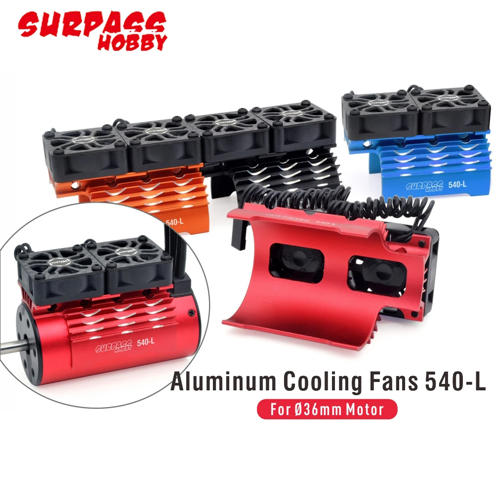 Surpass Hobby 540 Electric Metal Motor Cooling Fan 36mm Double Cool Fans Heat Sink Suit for All 1/8 1/10 Model Cars RC Parts