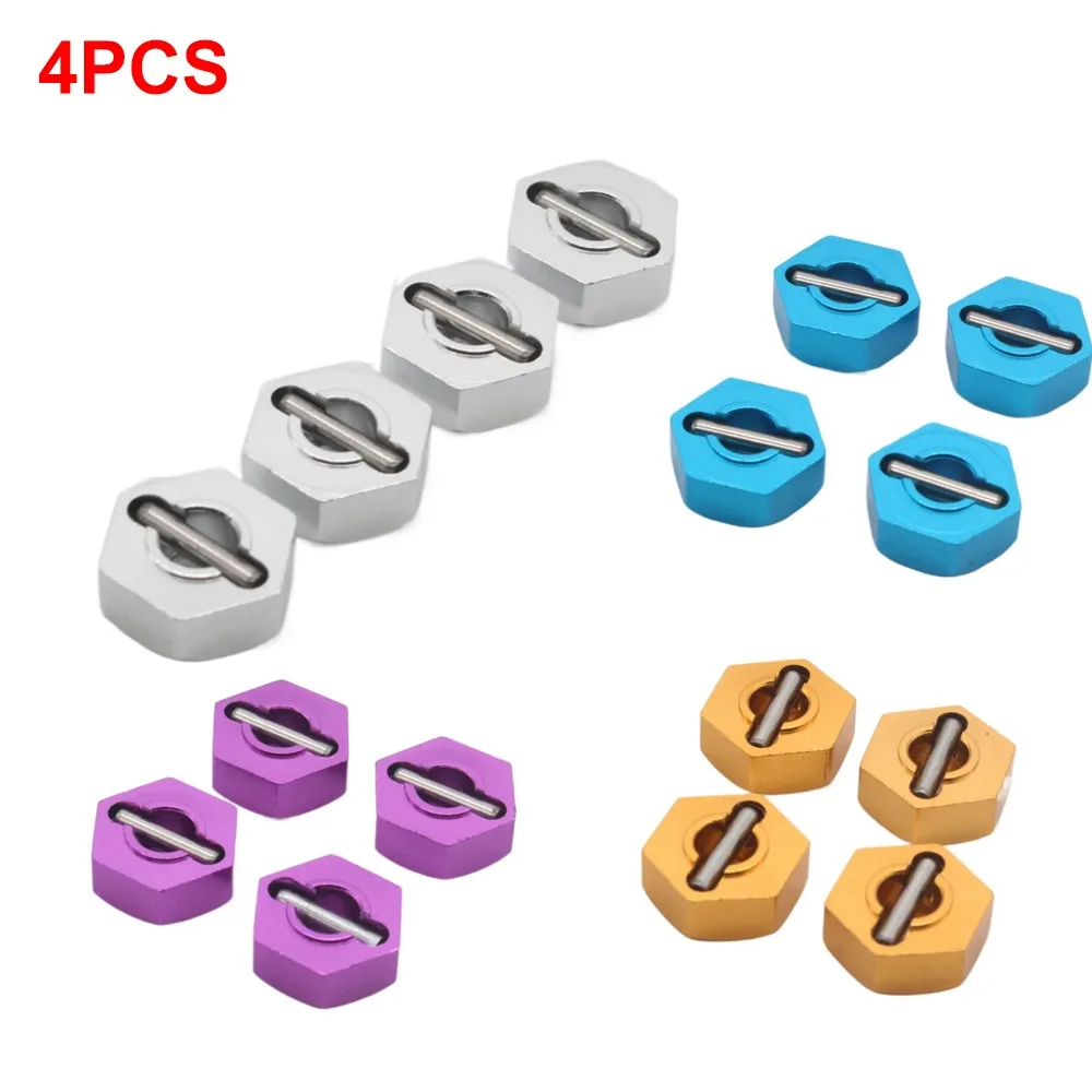 4pcs Aluminum RC Wheel Hex Nut HSP 12MM Hexagonal Wheel Seat 102042 02100 1/10 Upgrade Hub Adapter for 4WD RC Car Himoto