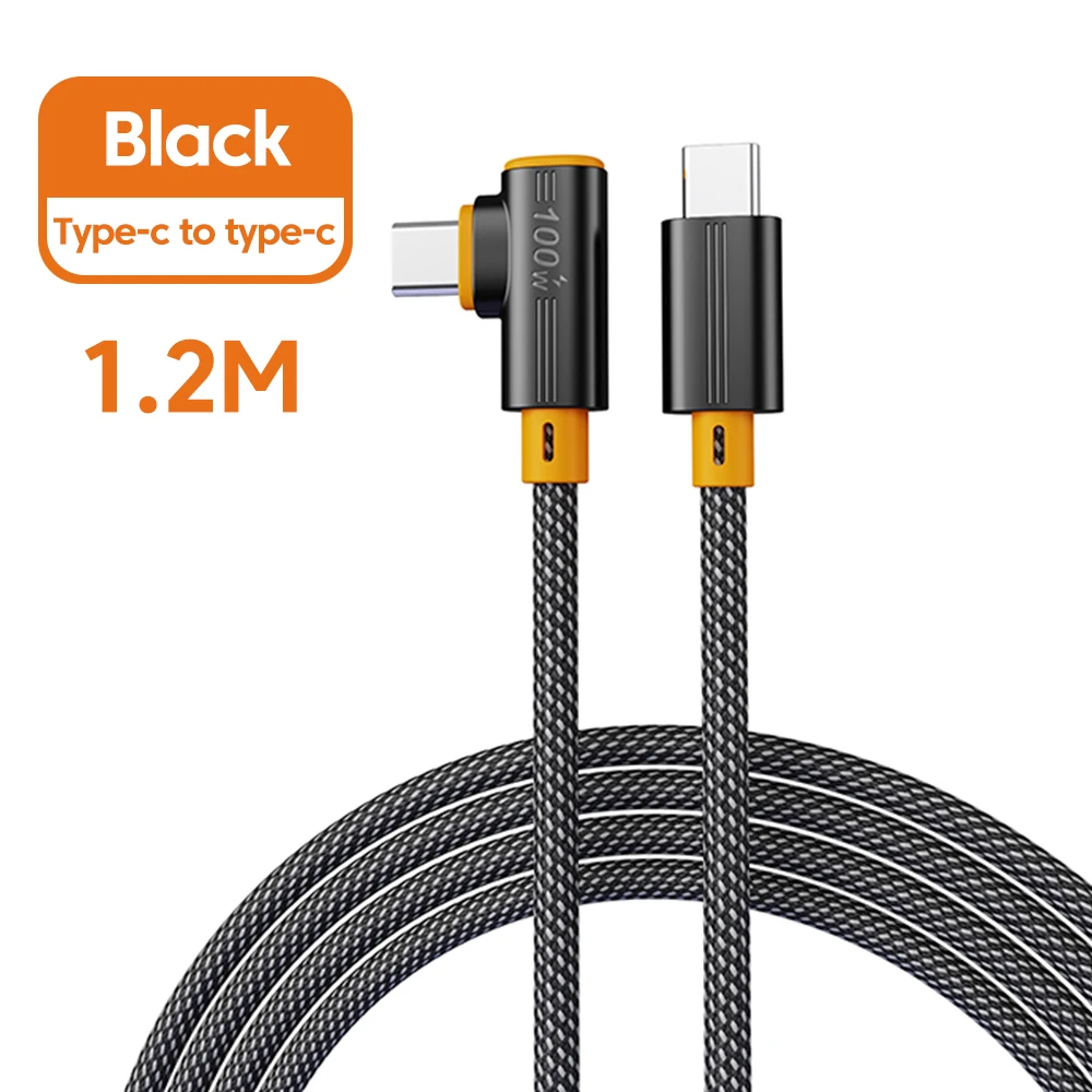 100 واط 90 درجة شحن سريع USB نوع C إلى USB C كابل...