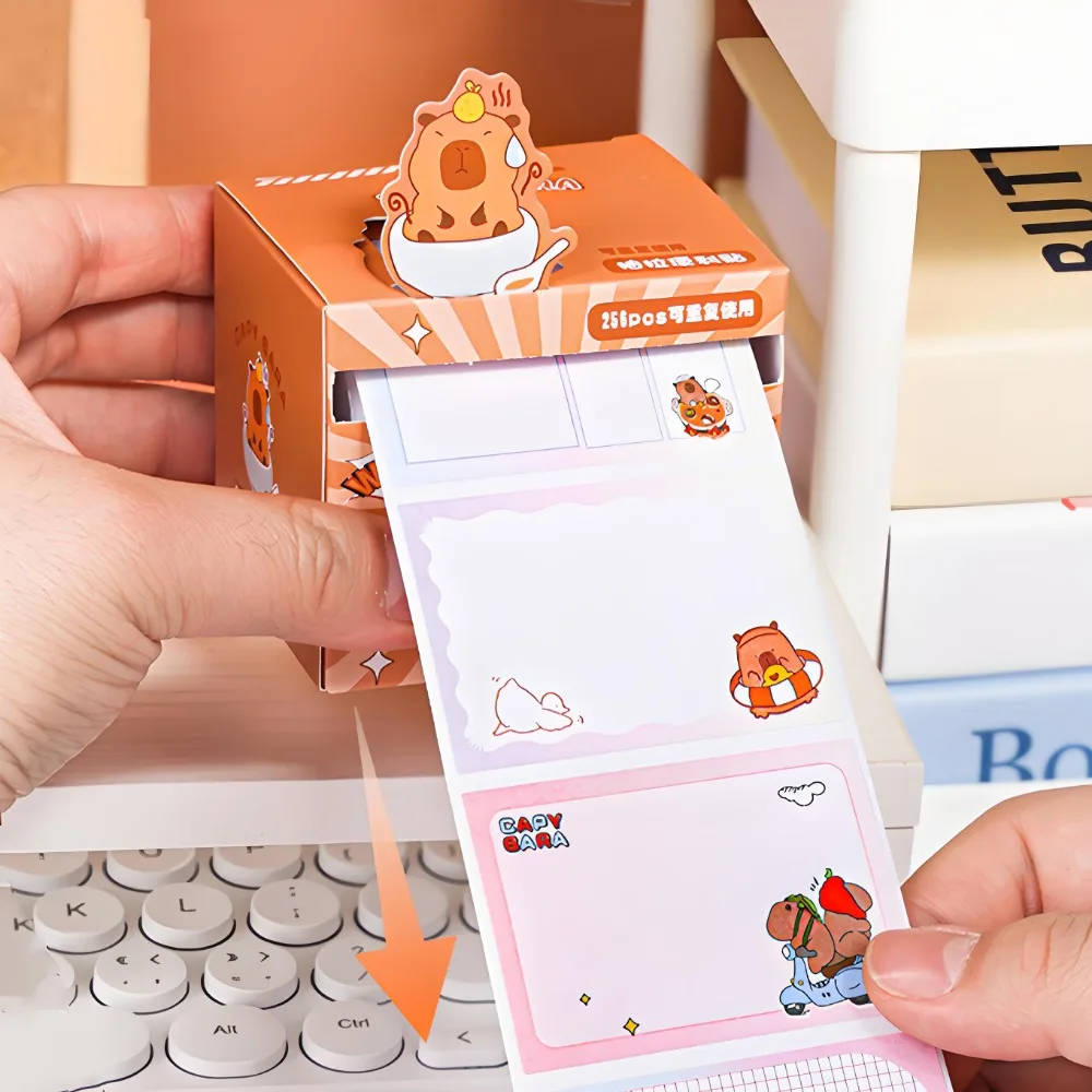 256Sheets Cartoon Capybara Posits Sticky Paper Pads Stationery Stickers Posted It Memo Notepad Notebook Message Notes Sticker 2