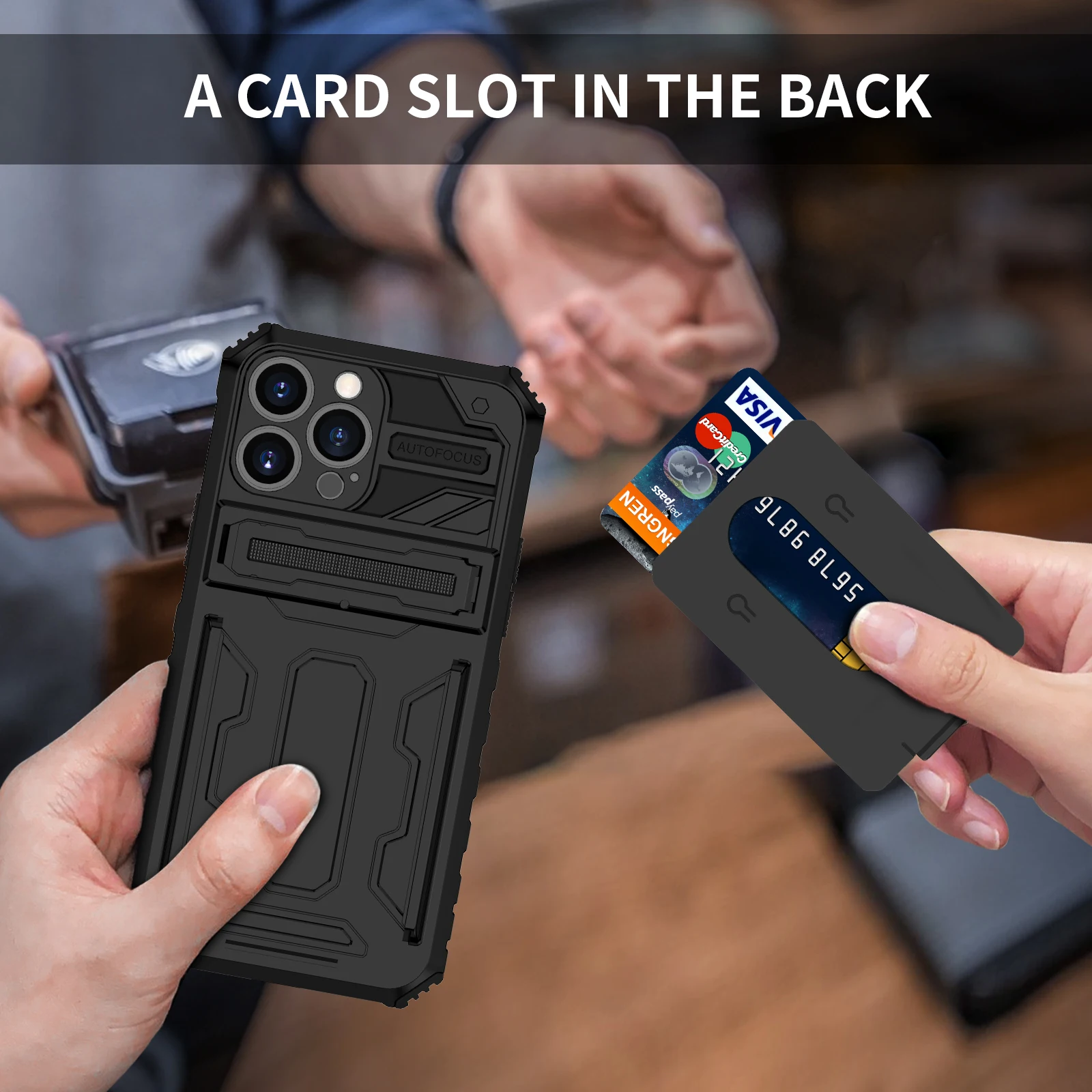 for iPhone 13 13 12 Pro Case Wallet 3-Card Flip Cover Credit Card Holder Slot Back Pocket Dual Layer Protective Hybrid Hard Case