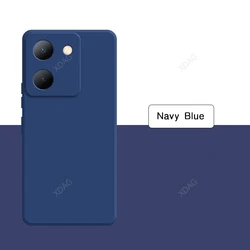 Luxury Shockproof Liquid Silicone Back Cover with Camera Protection for VIVO Y77T 5G (Navy Blue)
