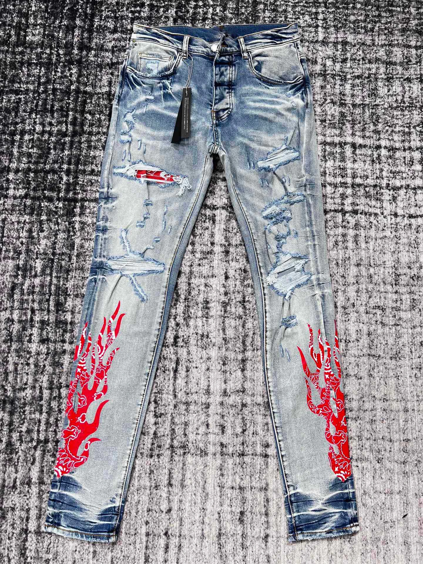 Men bandana flame distressed blue jean AliExpress