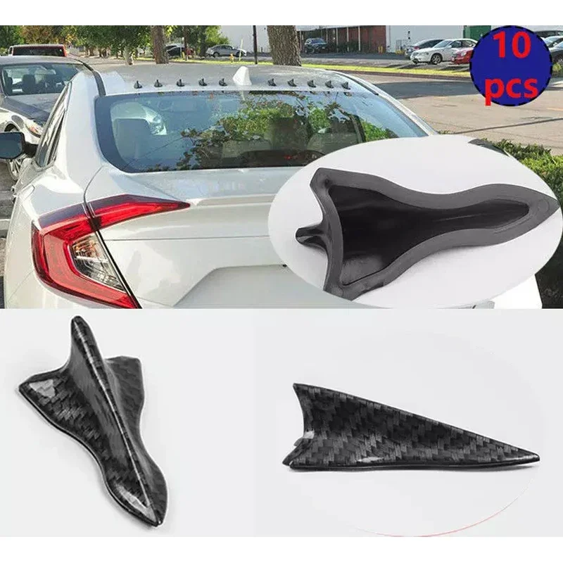 Car Shark Fin Spoiler – 10pcs Diffuser Roof Wing Kit, Stylish Car