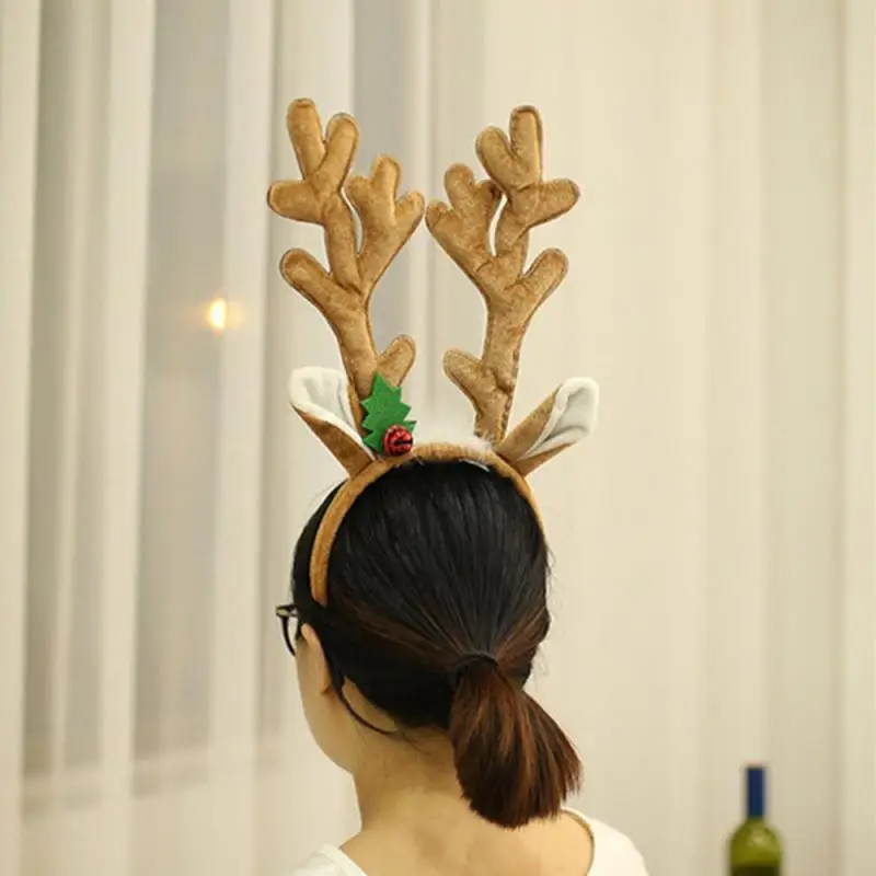 Christmas Reindeer Antlers Headband Elk Antlers Ears Head Hoop With Red Bell Christmas Party Hair Accessories Navidad