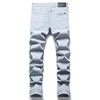 Solid Color Men's Fashion Slim Stretch Jeans High Street Casual Streetwear Autumn Hip Hop Mid-Waisted Trousers 2