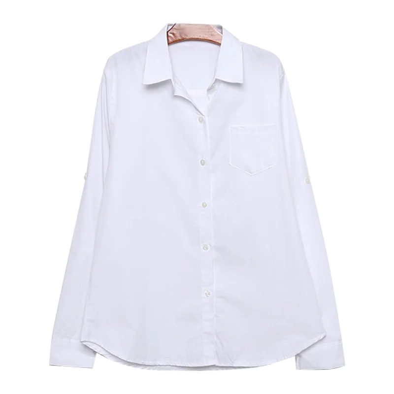 

Female Loose Trend Thin Versatile Lapel Shirt Women'S Spring And Autumn New Korean Fashion Cotton White Top Long Sleeve Top